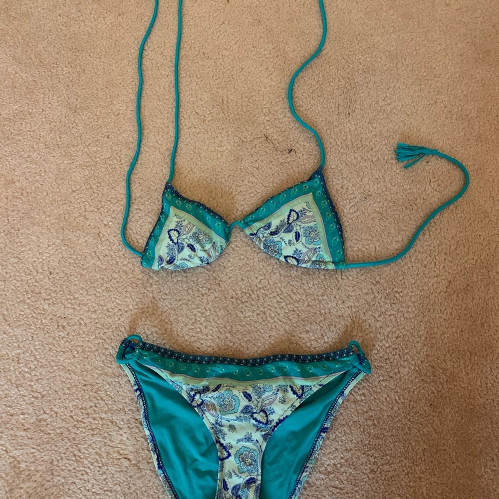 Turquoise printed American Eagle Bikini